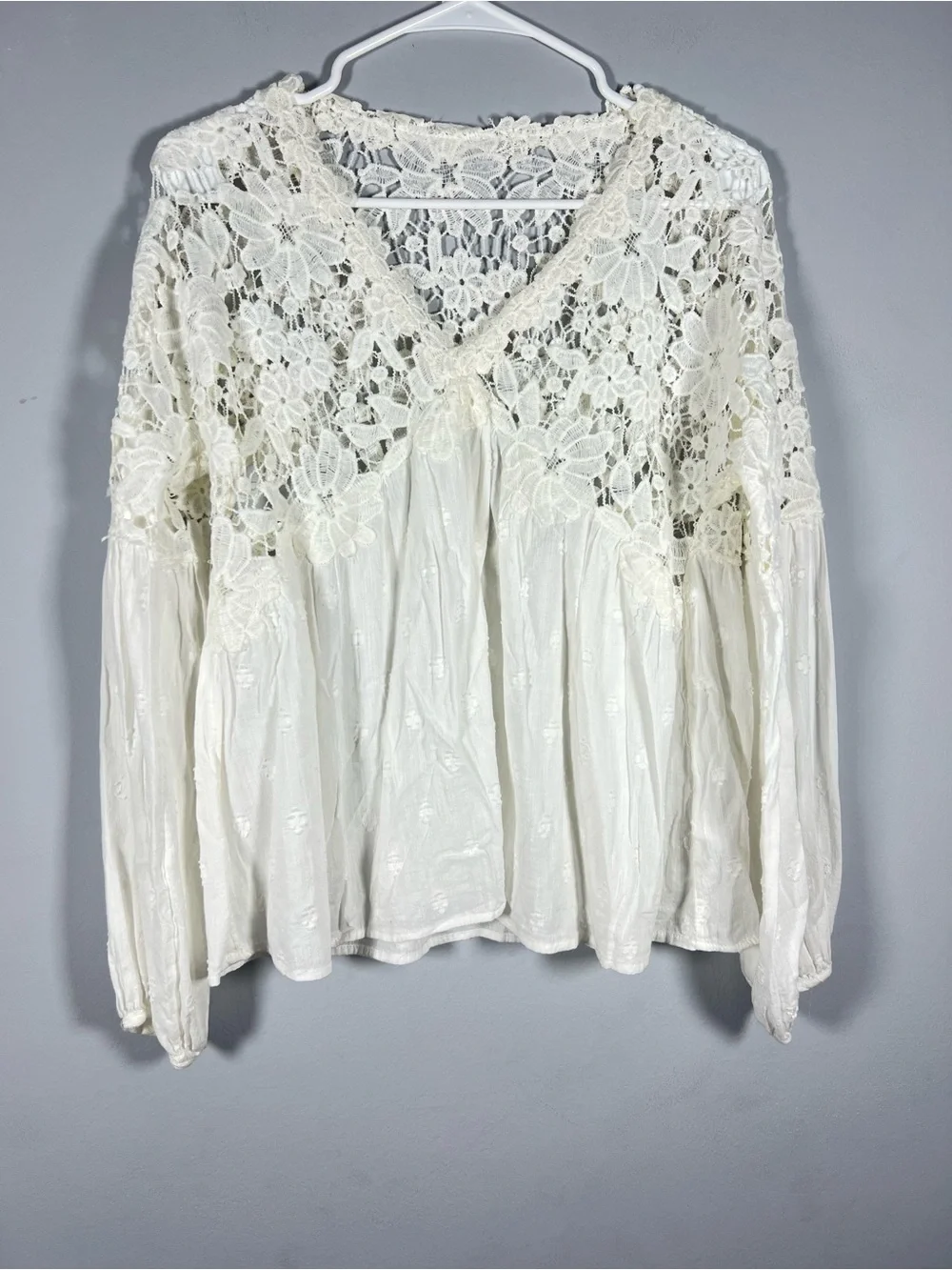 Free People Lina Lace Top in White XS